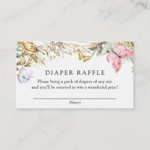 Butterfly on the Way Boho Diaper Raffle Enclosure  Card