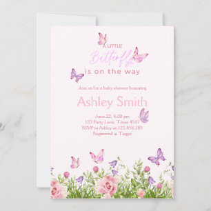 Butterfly on the Way Floral girl Baby shower Invitation