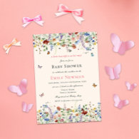 Butterfly on the Way | Floral Girl Baby Shower Invitation