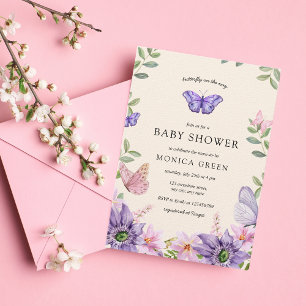 Butterfly on The Way Spring Garden Baby Shower Invitation
