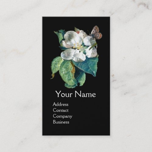 BUTTERFLY ON THE WHITE FLOWER  FLORAL MONOGRAM BUSINESS CARD