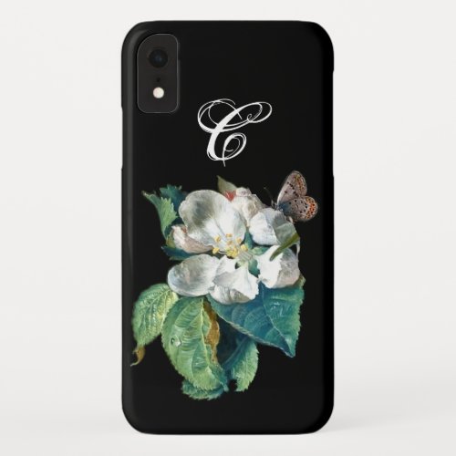 BUTTERFLY ON THE WHITE FLOWER  FLORAL MONOGRAM iPhone XR CASE