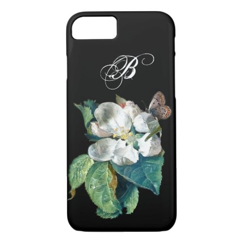 BUTTERFLY ON THE WHITE FLOWER  FLORAL MONOGRAM iPhone 87 CASE