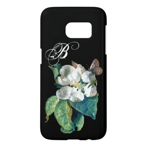 BUTTERFLY ON THE WHITE FLOWER  FLORAL MONOGRAM SAMSUNG GALAXY S7 CASE