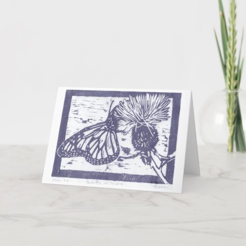Butterfly on Thistle Japanese Woodblock Print Thank You Card