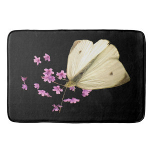 Butterfly on Verbena Flowers Bath Mats
