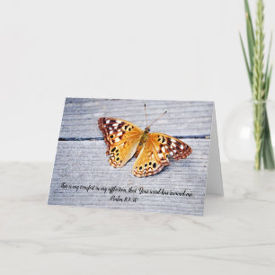 Butterfly on Weathered Wood Bible Verse Card Psalm