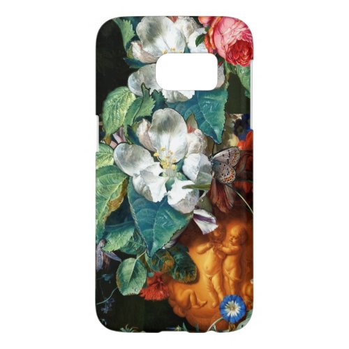 BUTTERFLY ON WHITE FLOWERS Floral Samsung Galaxy S7 Case