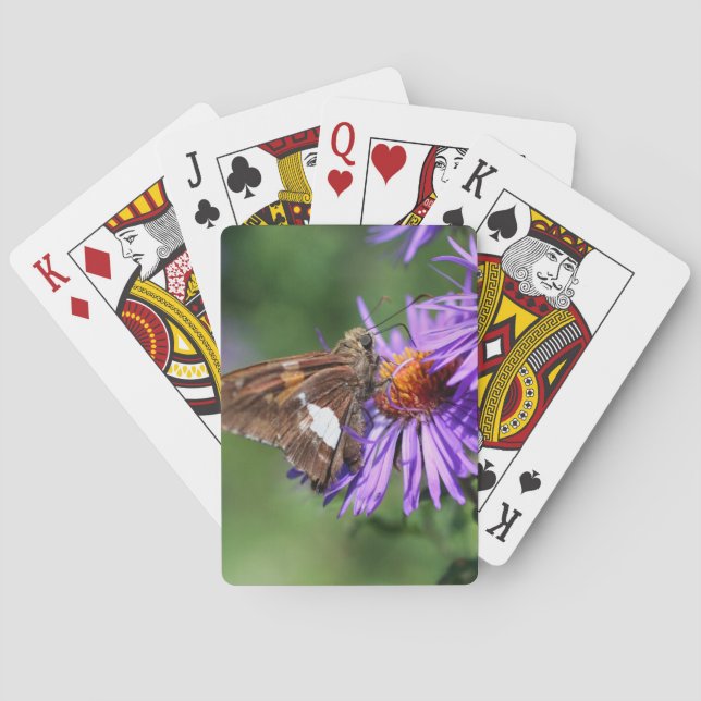 Butterfly On Wild Purple Aster Flower Nature  Poker Cards (Back)