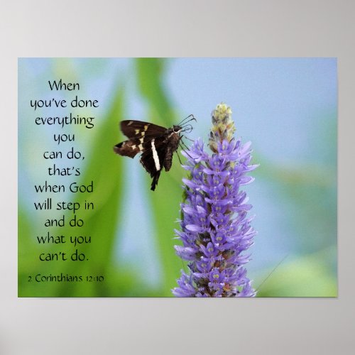 Butterfly on Wildfllowers Scripture Verse Poster