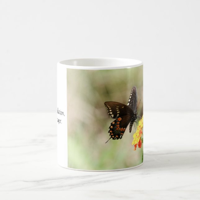 Butterfly on Wildflower, w/ Verse from Romans Coffee Mug (Center)