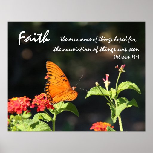 Butterfly on Wildflowers, Scripture Verse on Faith Poster | Zazzle