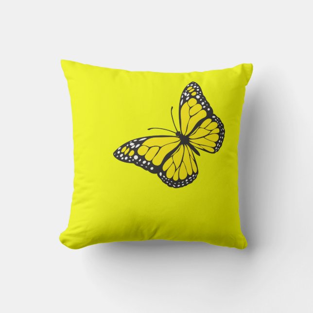 Butterfly on Yellow Background Throw Pillow (Front)