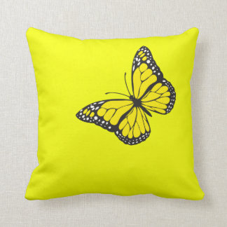 Butterfly on Yellow Background Throw Pillow