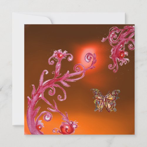 BUTTERFLY ORANGE AGATE bright pinkred yellow Invitation