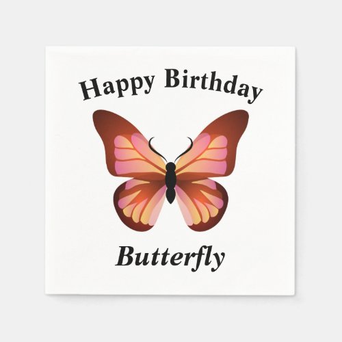 Butterfly Orange Pink and Black Party Napkins