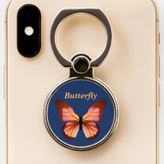 Butterfly Orange Pink and Black Phone Ring Stand