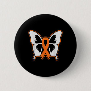 Butterfly Orange Ribbon Funny Leukemia Awareness F Button