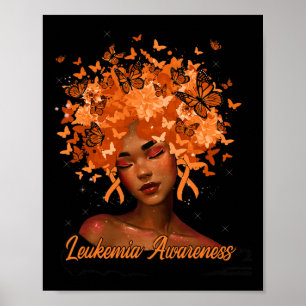 Butterfly Orange Ribbon Leukemia Awareness Girls Poster