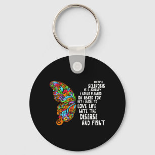 Butterfly Orange Ribbon Multiple Sclerosis Keychain