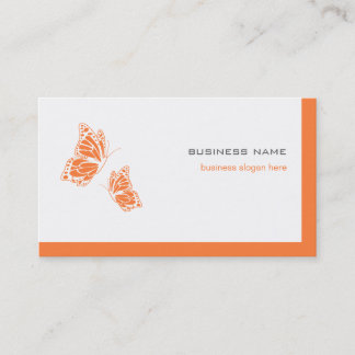 Butterfly Orange & White Elegant Modern Simple 2 Business Card