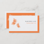 Butterfly Orange & White Elegant Modern Simple 2 Business Card (Front/Back)