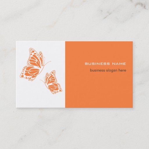 Customizable Butterfly Orange &amp; White Elegant Modern Simple Business Cards