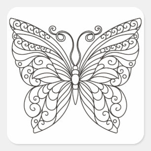 Butterfly Outline Square Sticker