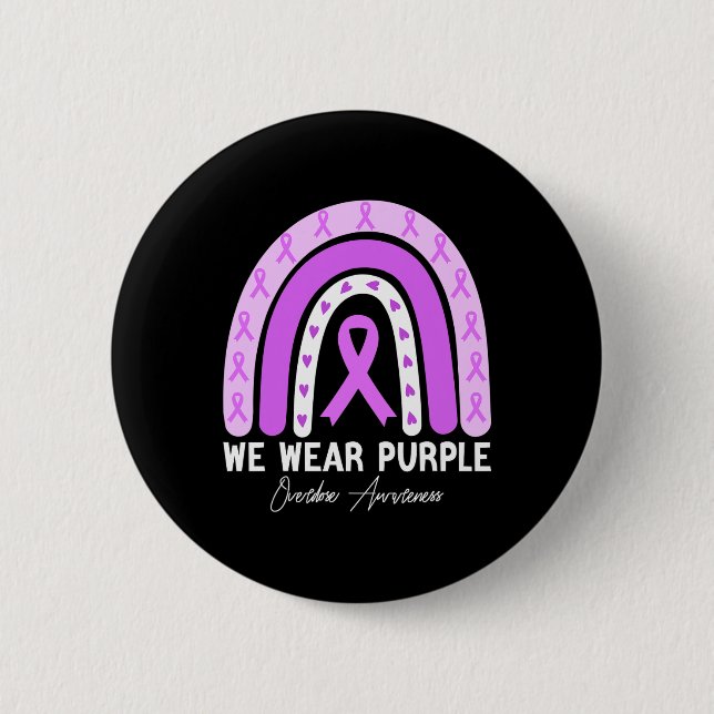 Butterfly Overdose Awareness Month Purple Ribbon  Button (Front)
