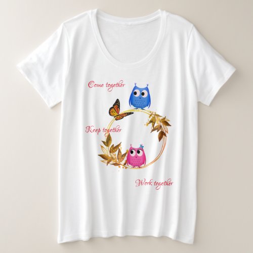 Butterfly  Owl Customizable  Fashionable Plus Size T_Shirt