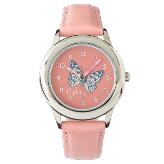 Butterfly painted lady numbered name girls watch (Front)