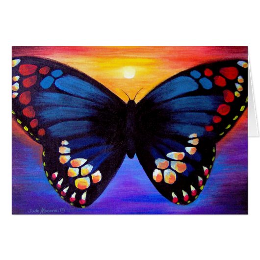 Butterfly Painting Black And Blue Art Card (Front Horizontal)