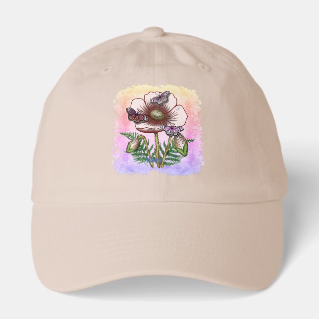 Butterfly Pale Poppy  Hat (Front)