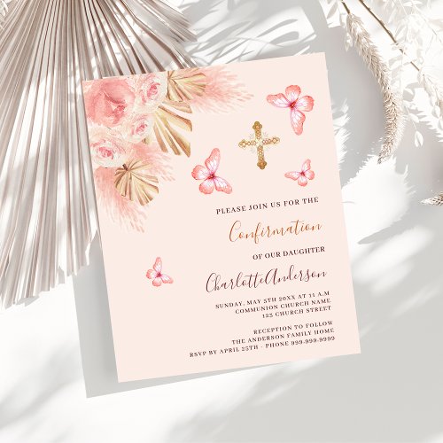 Butterfly pampas budget Confirmation invitation