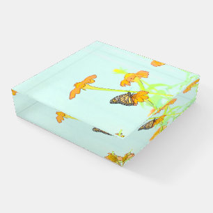 Butterfly Paperweight With Flowers