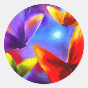 Butterfly Parade Painting Art - Multi Classic Round Sticker