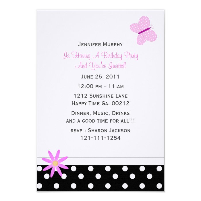 Pink Purple Butterfly Birthday Party Invitations, 332 Pink Purple