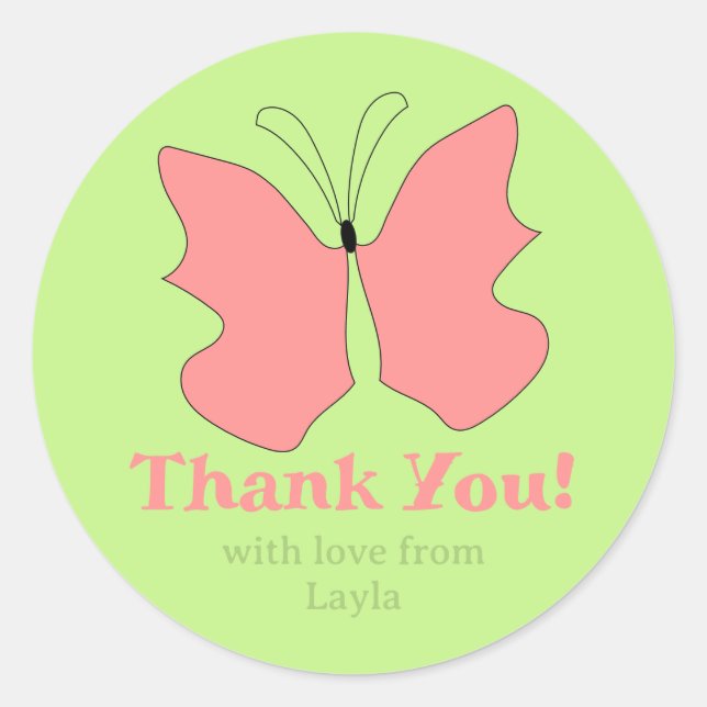 Butterfly Party Thankyou Classic Round Sticker (Front)