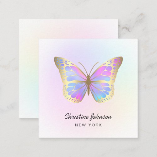 butterfly pastel colors logo square business card