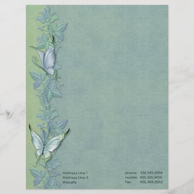 Butterfly Pastel Floral - Customize Letterhead (Front)