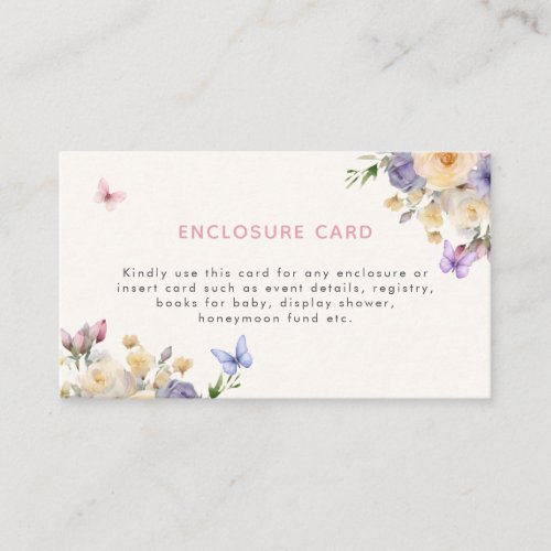 Butterfly Pastel Florals Colorful Enclosure Card