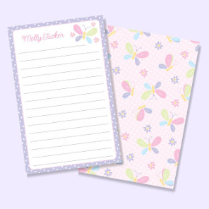 Butterfly Pastel Kids Lined Letter Writing Paper
