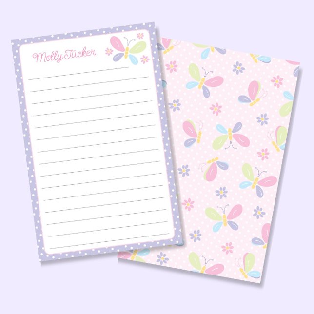 Butterfly Pastel Kids Lined Letter Writing Paper (Creator Uploaded)