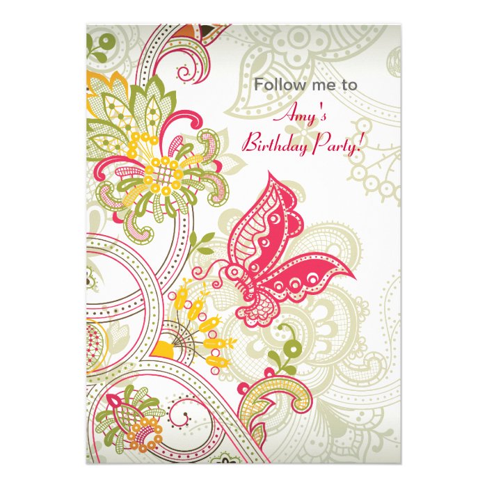 Butterfly Patch Birthday Invitation