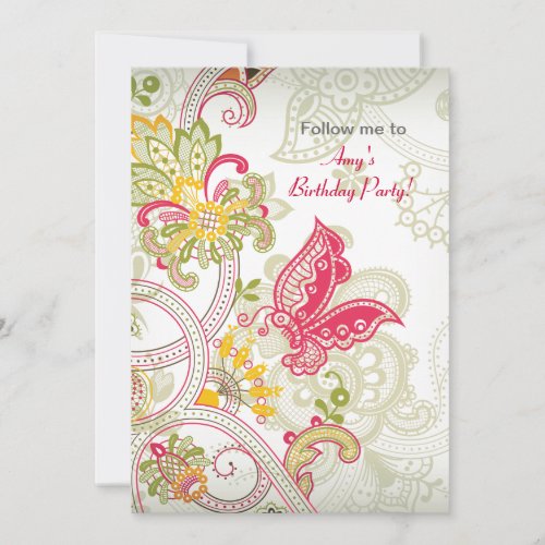 Butterfly Patch Birthday Invitation