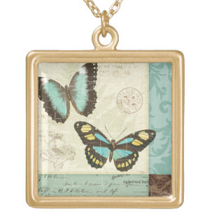 Butterfly Patchwork Gold Plated Necklace