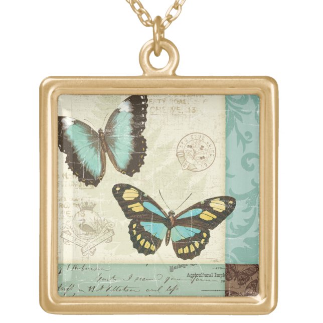 Butterfly Patchwork Gold Plated Necklace (Front)