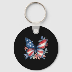 Butterfly Patriotic Peace Signs 4th Of July Us Fla Keychain