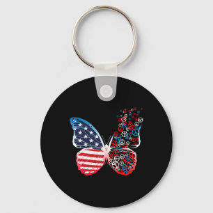 Butterfly Patriotic Peace Signs 4th Of July Us Fla Keychain