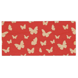 Butterfly pattern 2 wood USB flash drive